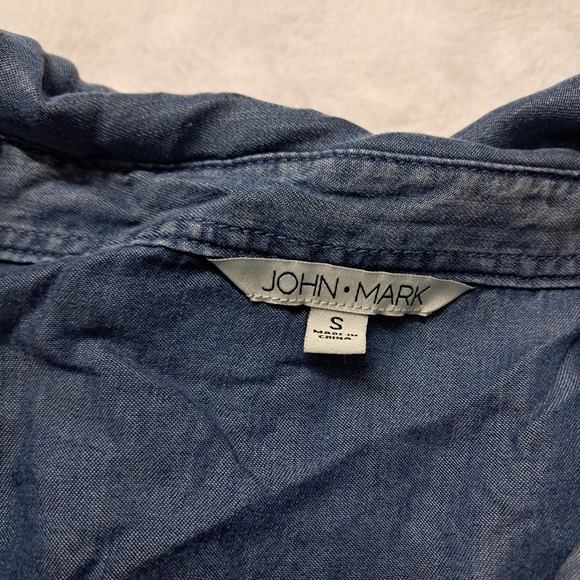 NWT John Mark Maxi Dress Women's Small Blue Patchwork Embroidered Boho Tiered - Picture 3 of 11